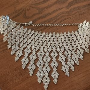 Solid crystal collar style necklace